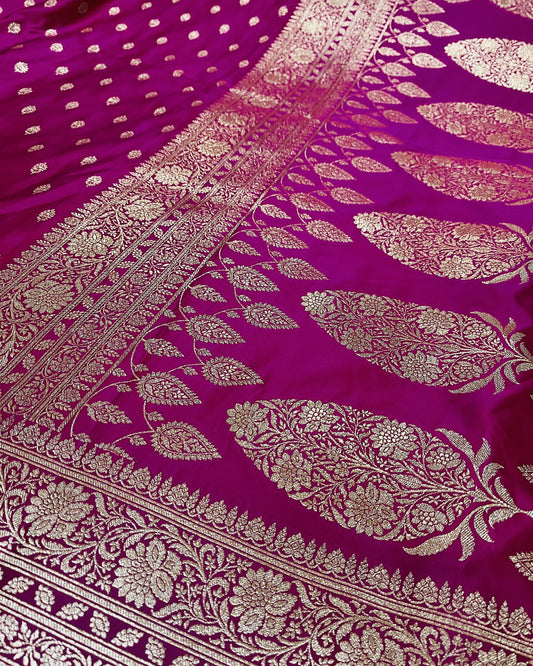 Pretty Pink Shade Mashru Silk Saree Showcases Subtle buti Weaving – MS15