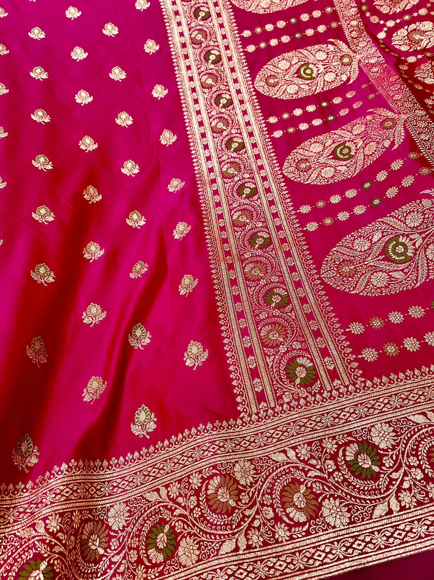 Wedding Pink Dual Shade Mashru Silk Saree Minakari Showcases Subtle buti & Pallu Weaving – MSM03