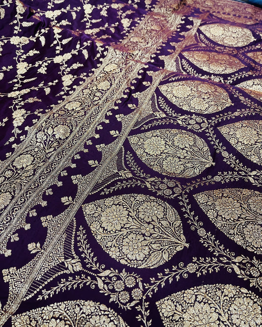 French Wine Dual Shade Mashru Silk Saree Showcases Subtle Jaal Weaving – MS14