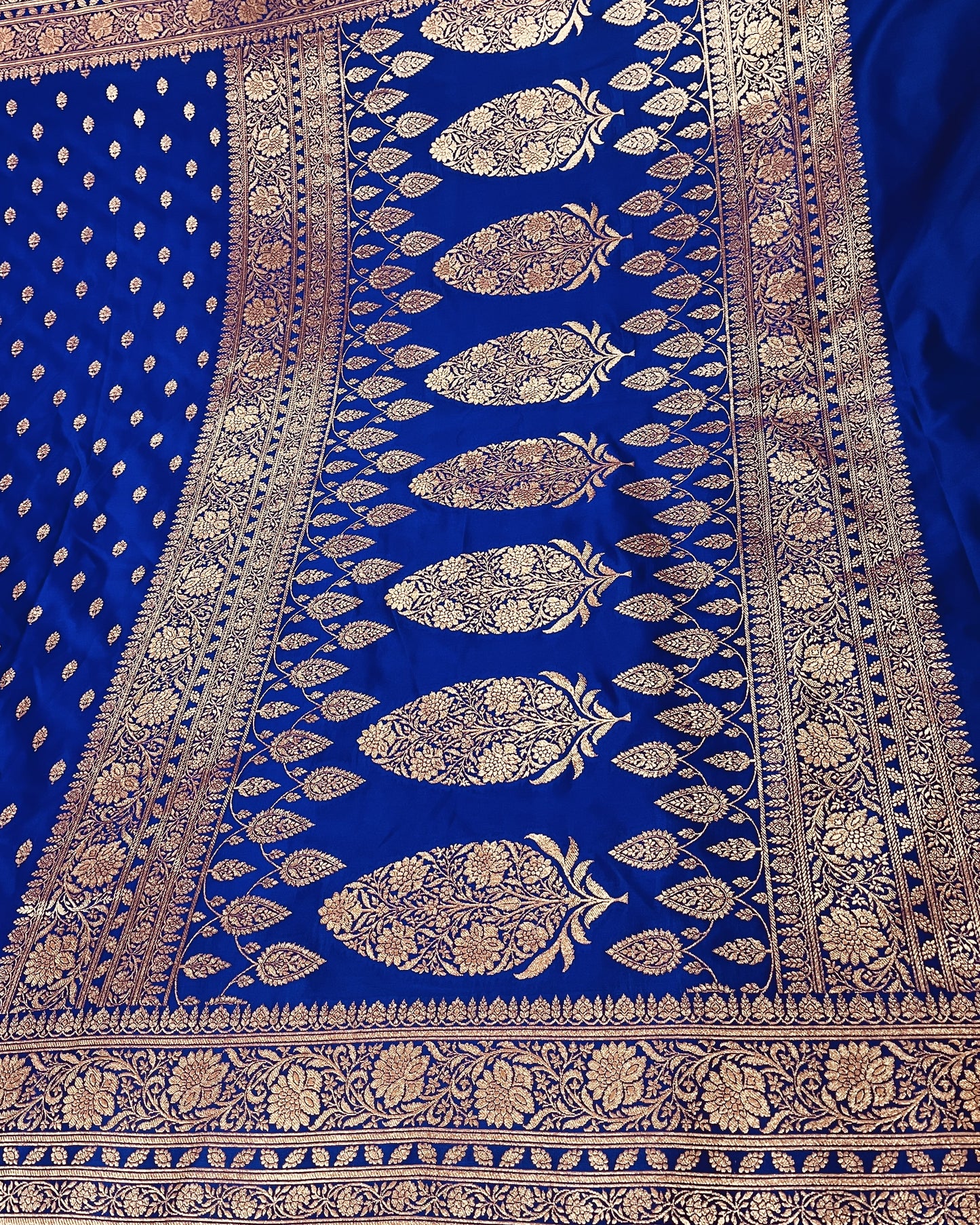 Space Blue Shade Mashru Silk Saree Showcases Subtle buti Weaving – MS18