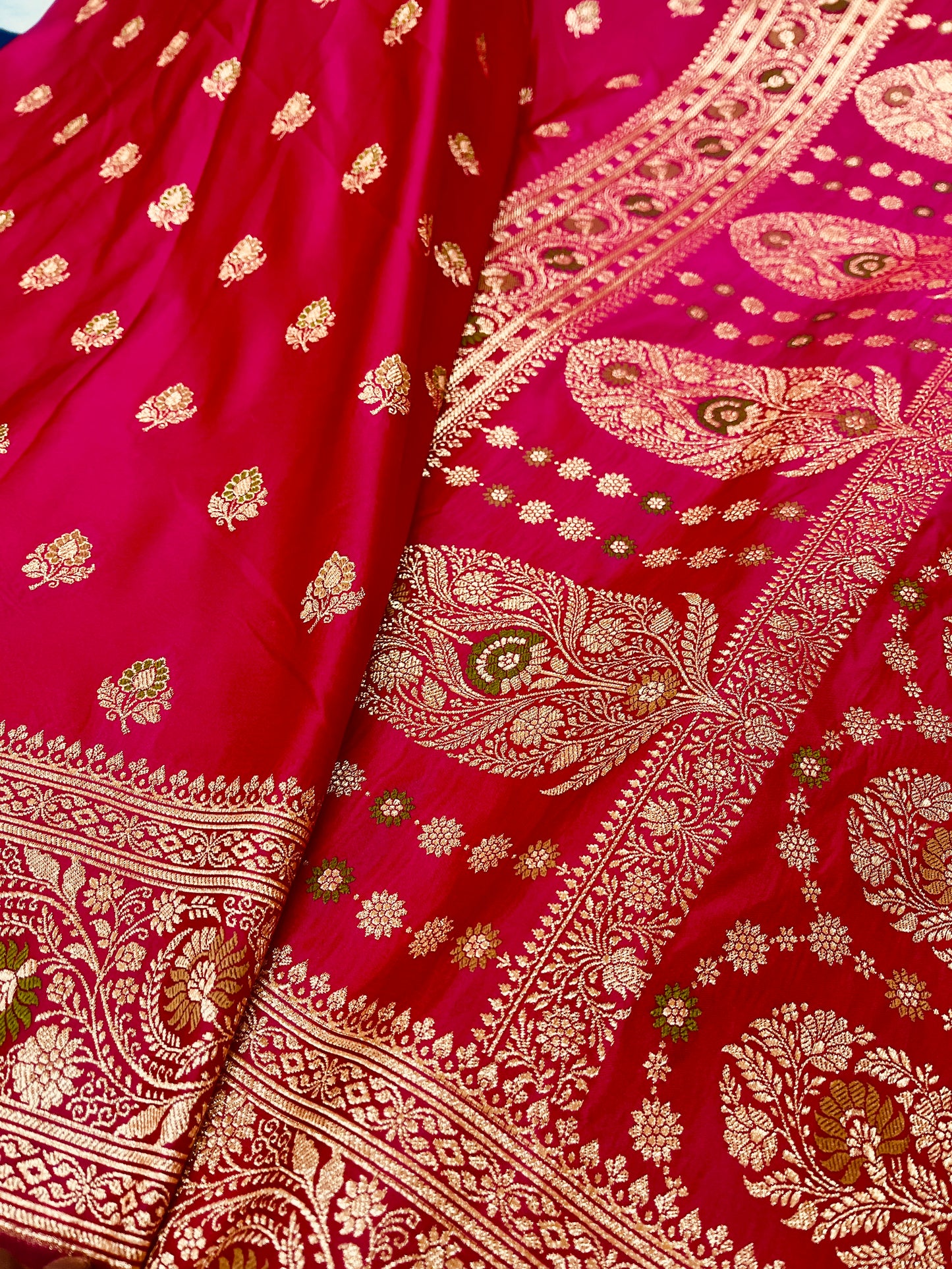 Wedding Pink Dual Shade Mashru Silk Saree Minakari Showcases Subtle buti & Pallu Weaving – MSM03
