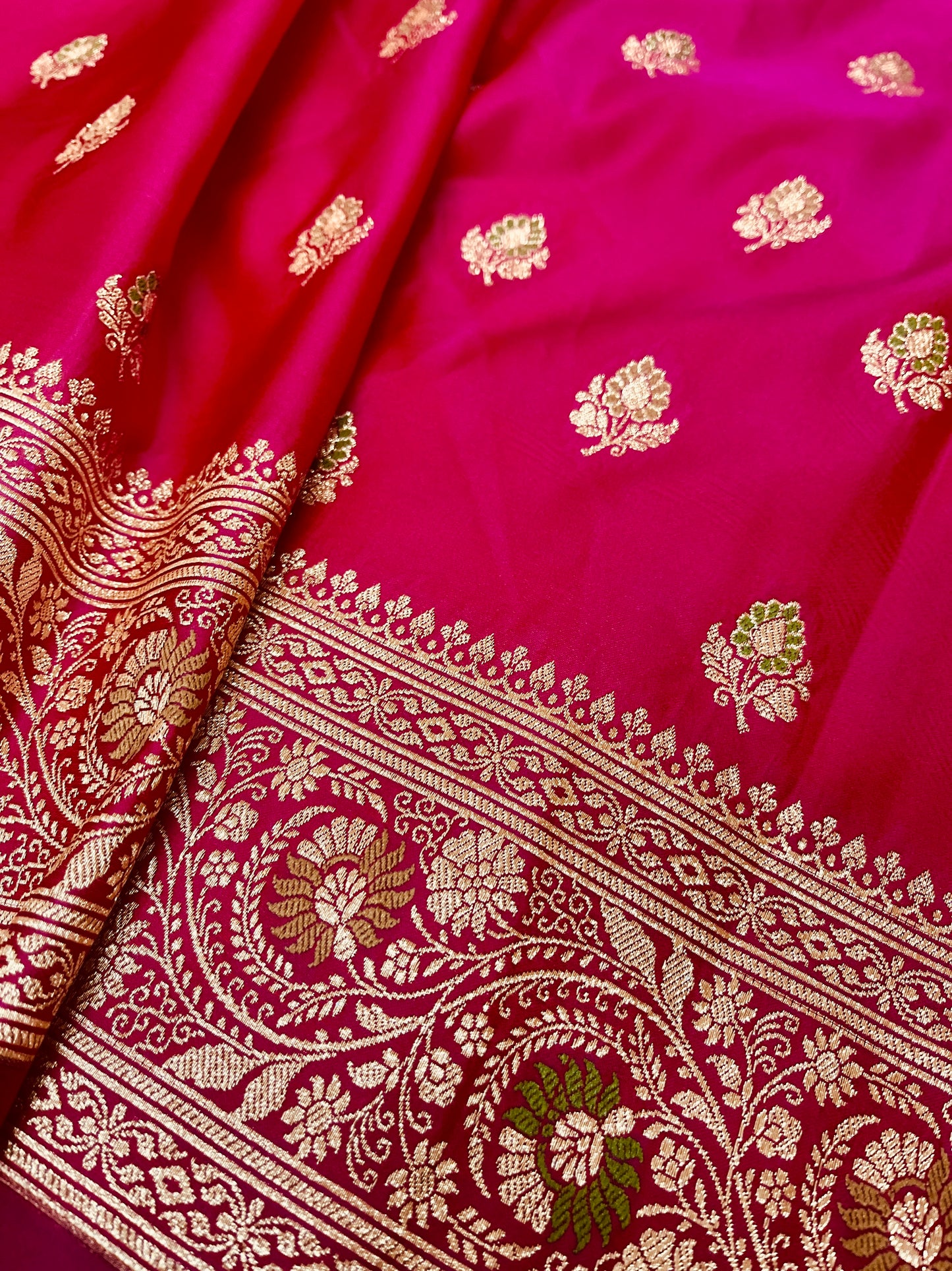 Wedding Pink Dual Shade Mashru Silk Saree Minakari Showcases Subtle buti & Pallu Weaving – MSM03