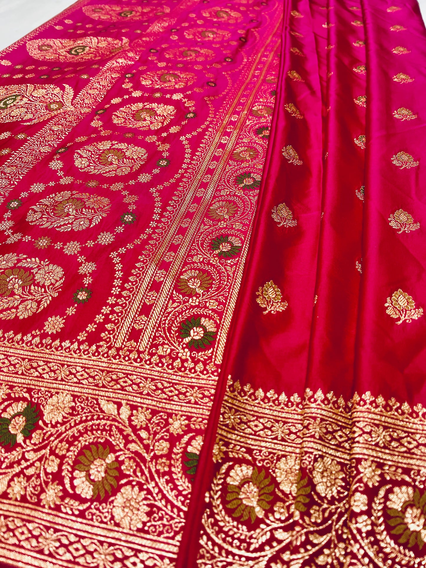 Wedding Pink Dual Shade Mashru Silk Saree Minakari Showcases Subtle buti & Pallu Weaving – MSM03