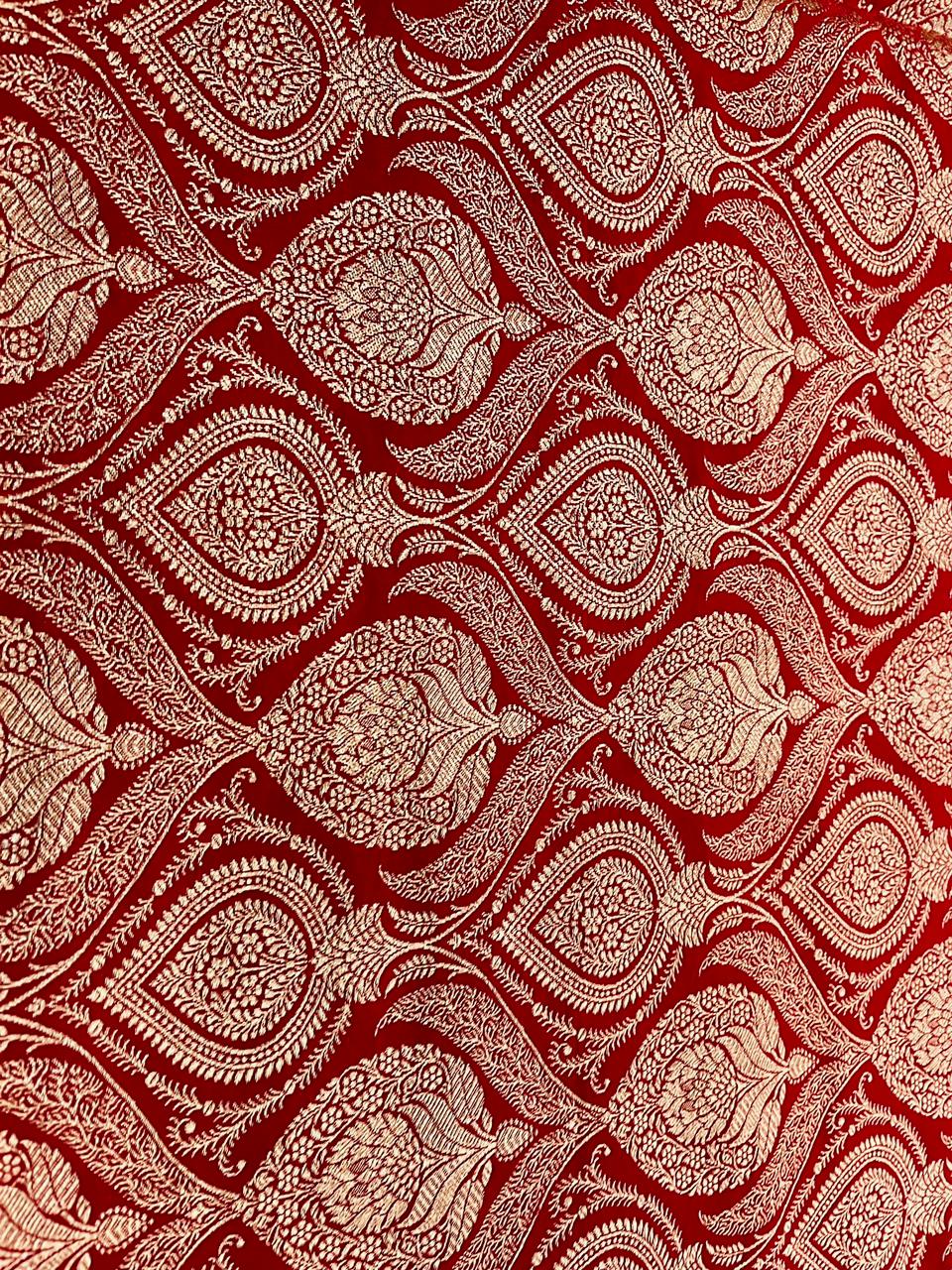 Banarasi Bridal Red Mashru Silk Saree with Majestic Booti Craftsmanship – MS08