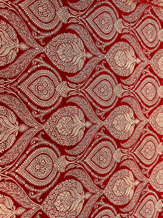 Banarasi Bridal Red Mashru Silk Saree with Majestic Booti Craftsmanship – MS08