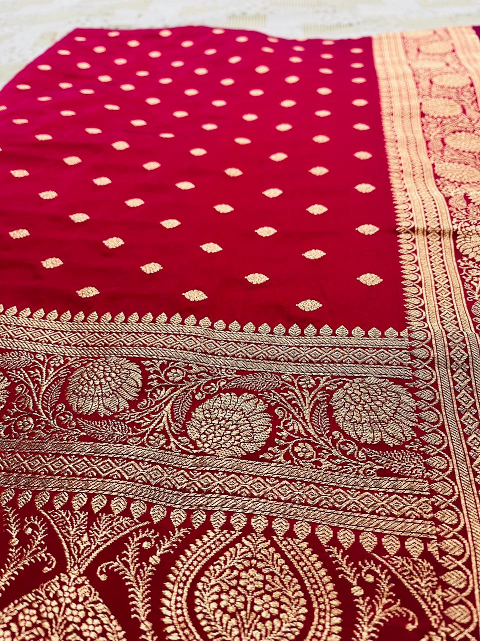 Bridal Pink Mashru Silk Saree with Royal Booti Weaving – MS03